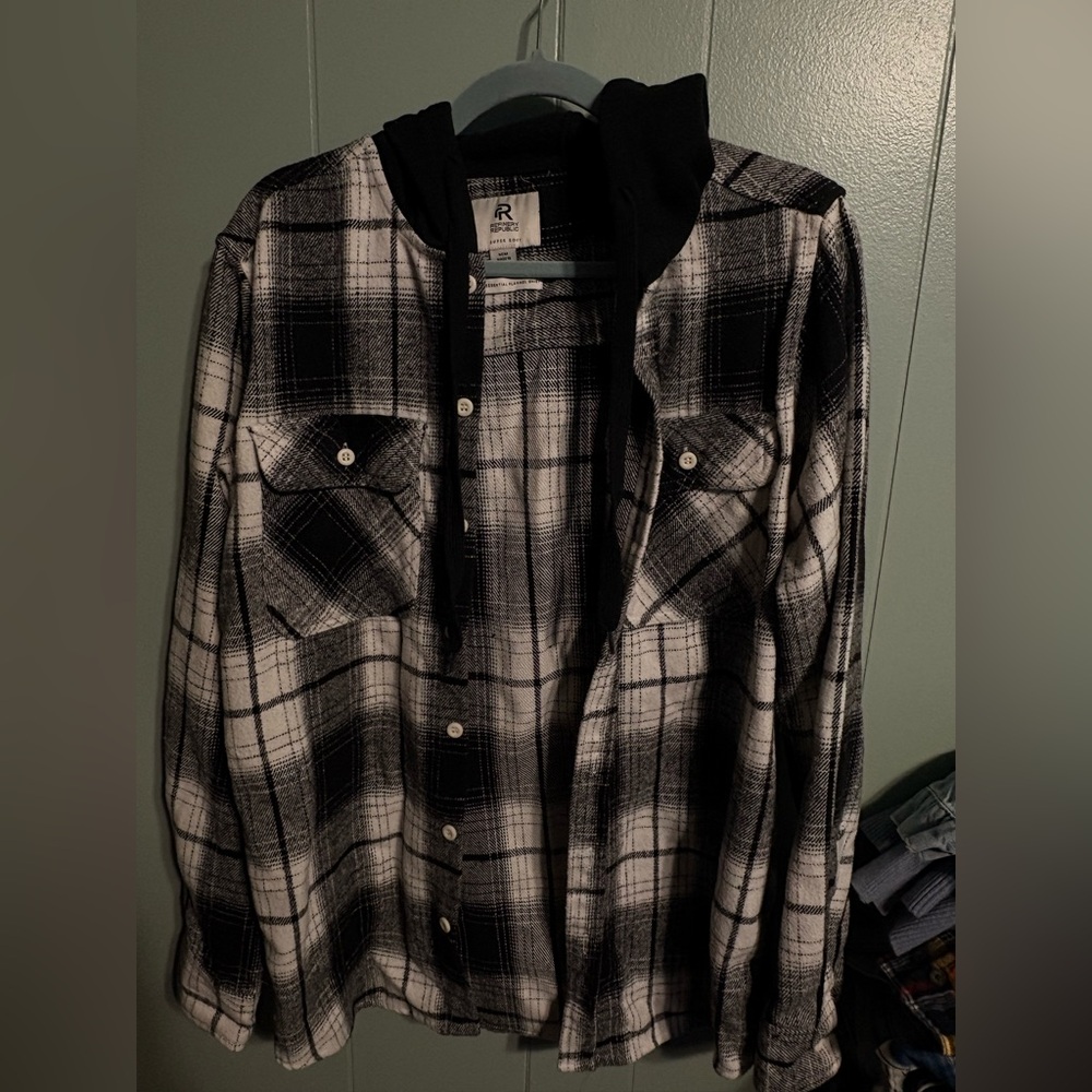 Men's Black and White Plaid Jacket